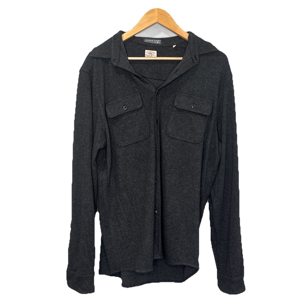 Faherty Men's Black The Legend Casual Button Down Crew Sweater Size Large